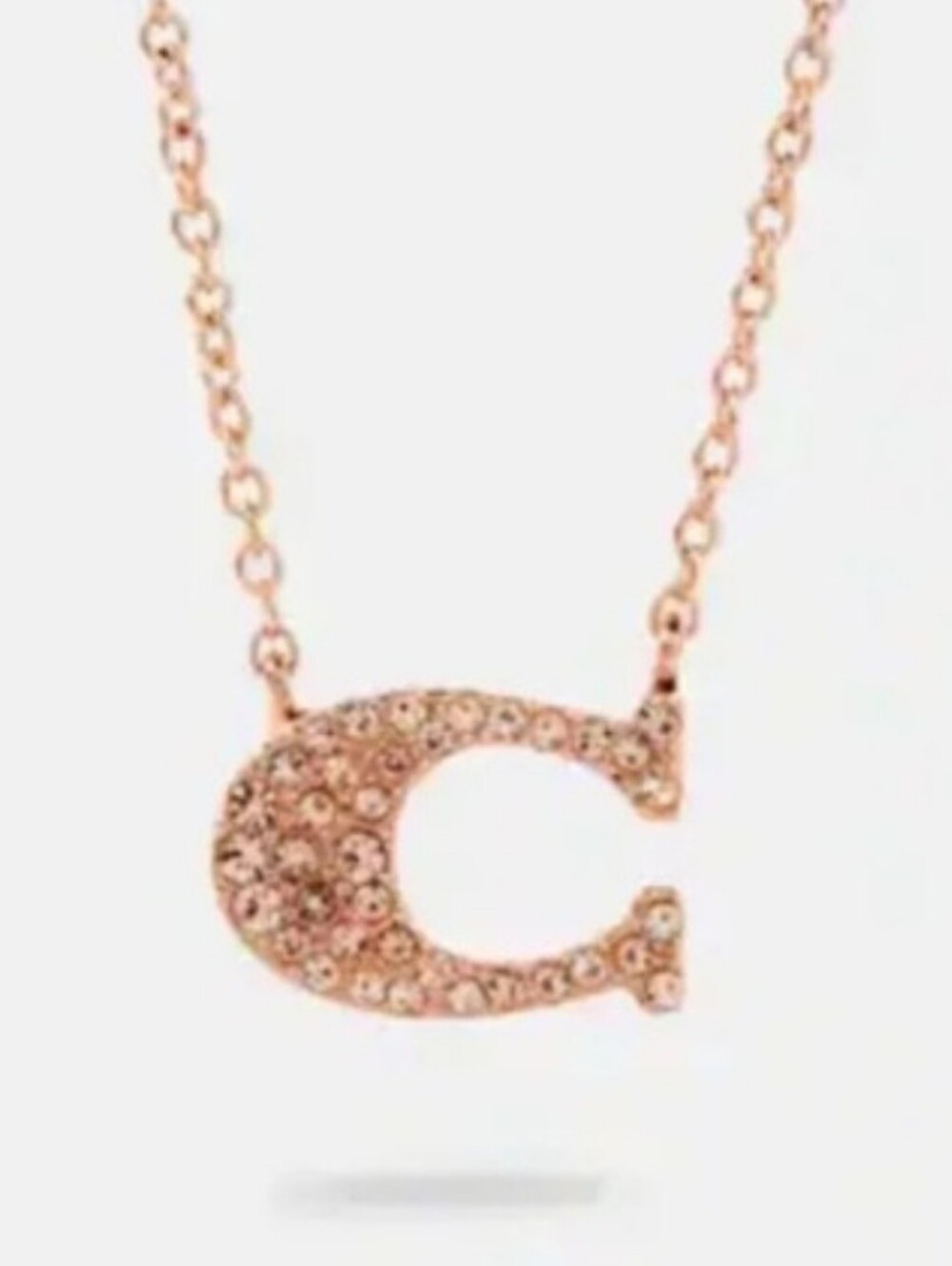 Coach Rose Gold Crystal "C" Necklace NWOT